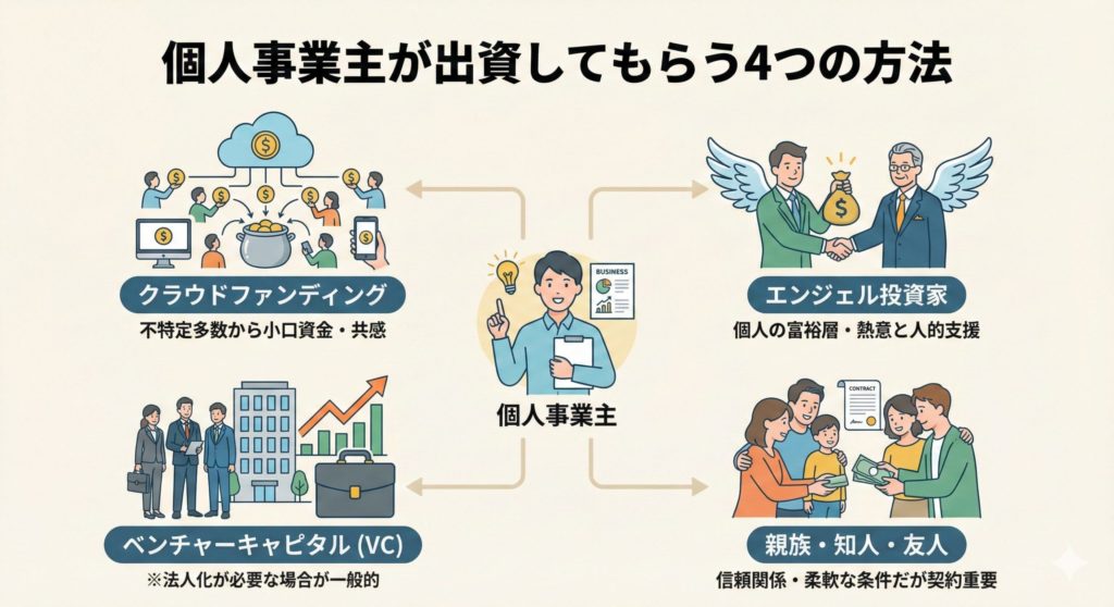 個人事業主が出資してもらう4つの方法