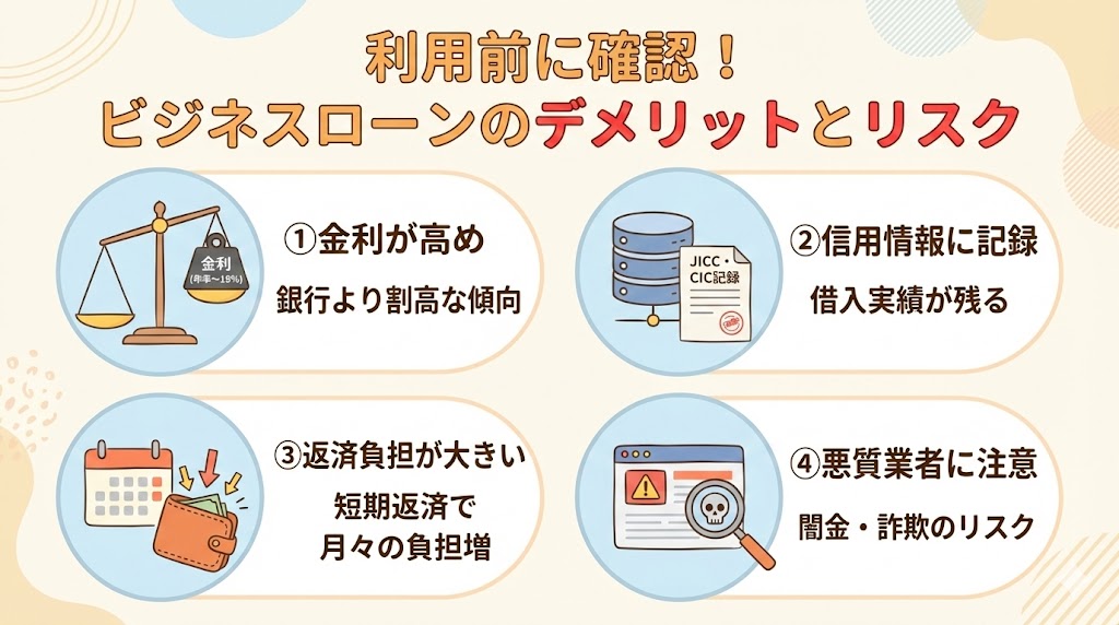 利用前に確認すべきビジネスローンのデメリットとリスク
