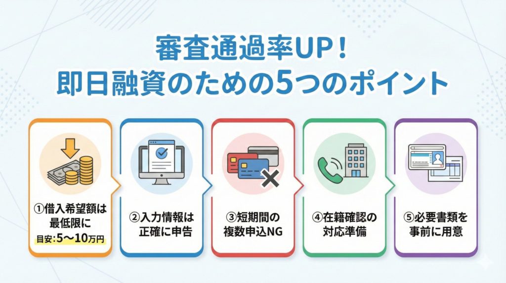 即日融資の審査に通過する確率を少しでも上げるためのポイント