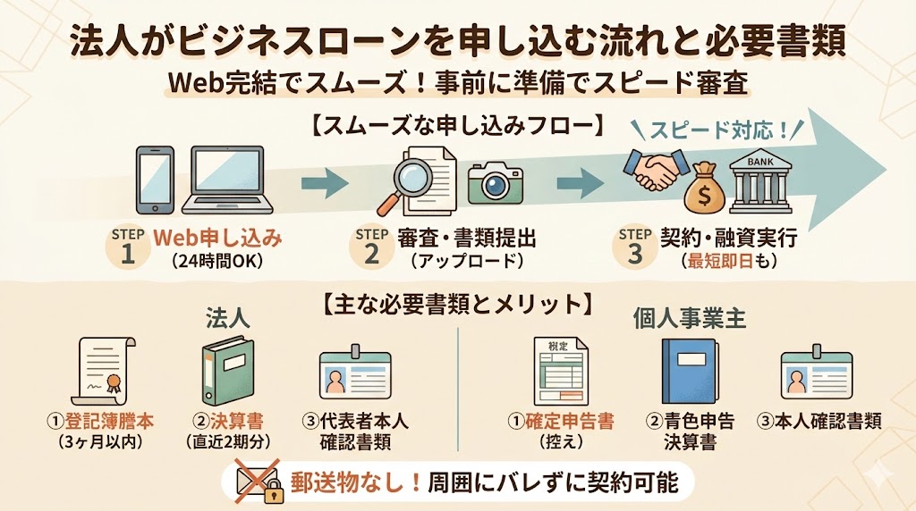 法人がビジネスローンを申し込む流れと必要書類