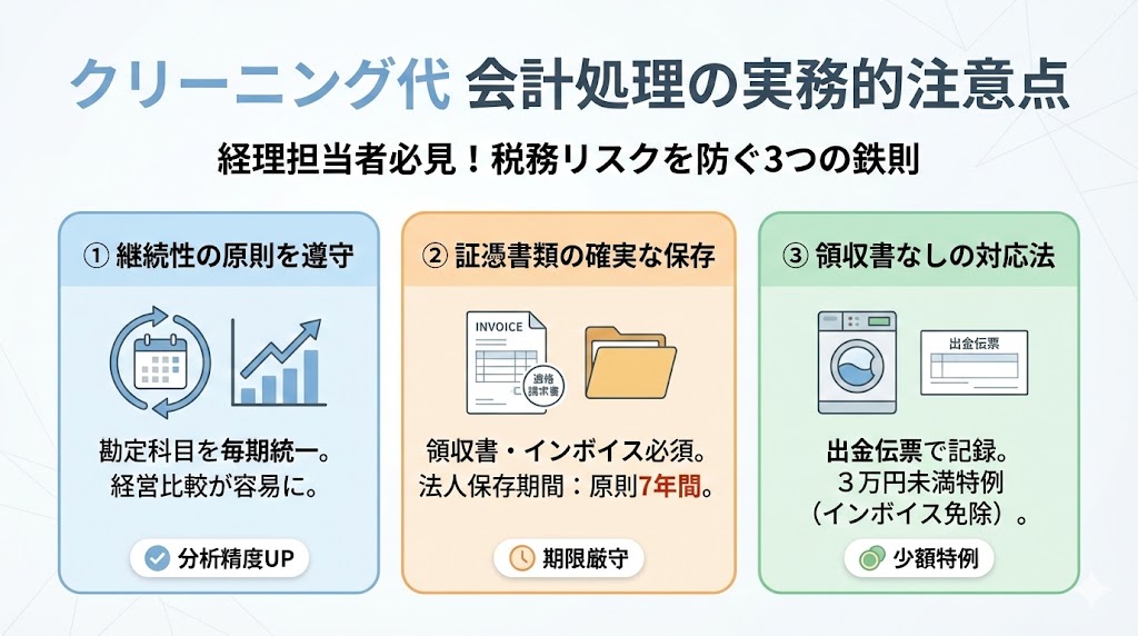 クリーニング代を会計処理する際の実務上の注意点