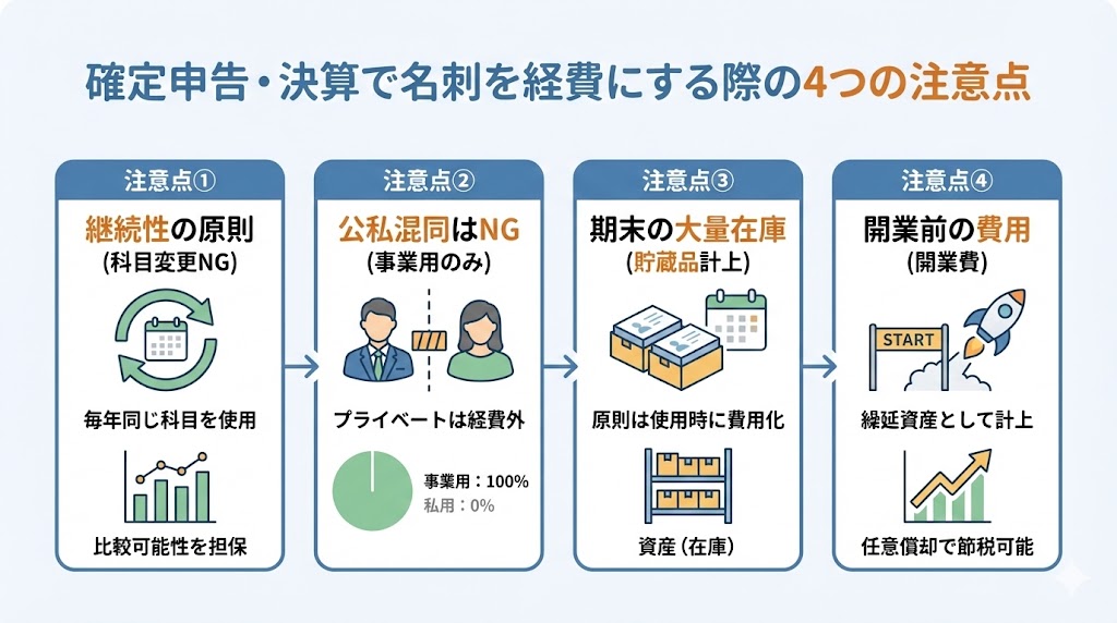 確定申告や決算で名刺を経費にする際の注意点