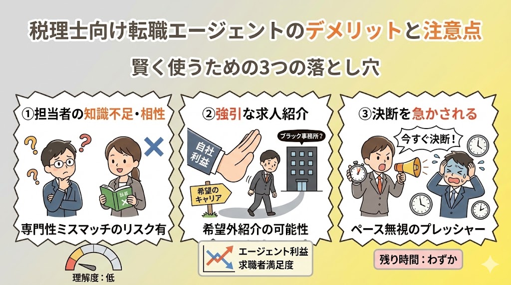 税理士向け転職エージェントのデメリットと注意点