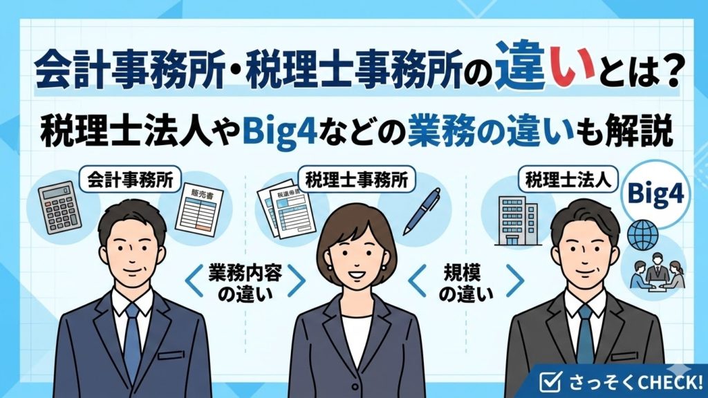 会計事務所・税理士事務所の違いとは？税理士法人やBig4などの業務の違いも解説