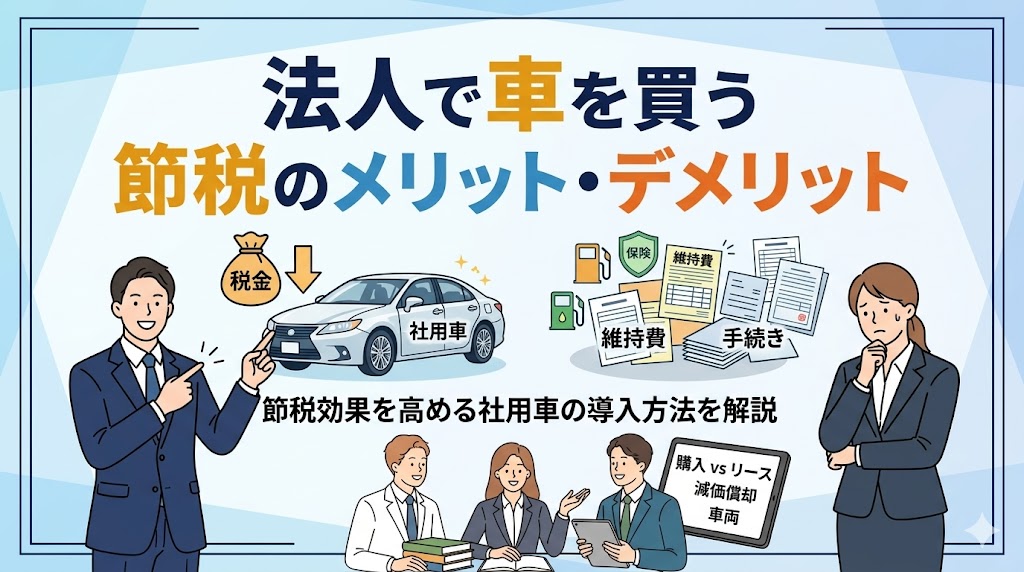 法人で車を買う節税のメリット・デメリットは？節税効果を高める社用車の導入方法を解説